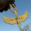 14K Gold Plated Big Angel Wings Pendant CZ Chain Necklace 20"