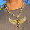 14K Gold Plated Big Angel Wings Pendant CZ Chain Necklace 20"