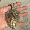 14k Gold Plated  Big Juge Jumbo Lion Head Franco Chain Necklace 36"