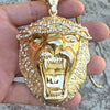14k Gold Plated  Big Juge Jumbo Lion Head Franco Chain Necklace 36"