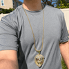 14k Gold Plated  Big Juge Jumbo Lion Head Franco Chain Necklace 36"