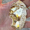 14k Gold Plated  Big Juge Jumbo Lion Head Franco Chain Necklace 36"