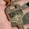 14K Gold Plated Big Key Iced Flooded Out Franco Chain Necklace 36"