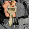 14K Gold Plated Big Key Iced Flooded Out Franco Chain Necklace 36"