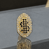 14k Gold Plated Black Dollar Sign Symbol CZ Single Canine Iced Bling Out Grill