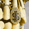 14k Gold Plated Black Dollar Sign Symbol CZ Single Canine Iced Bling Out Grill