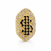 14k Gold Plated Black Dollar Sign Symbol CZ Single Canine Iced Bling Out Grill