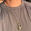 14k Gold Plated Bull Head Rope Chain Necklace 24"