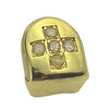 14K Gold Plated Cross Iced CZ Top Single Tooth Cap