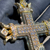 14k Gold Plated Cross w/Praying Hands Pendant Iced Bling Out CZ 4"