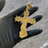 14k Gold Plated Cross w/Praying Hands Pendant Iced Bling Out CZ 4"