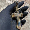 14k Gold Plated Cross w/Praying Hands Pendant Iced Bling Out CZ 4"