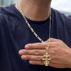 14K Gold Plated Cruz de Caravaca Cadena Necklace Oro Laminado Figaro Chain 24"