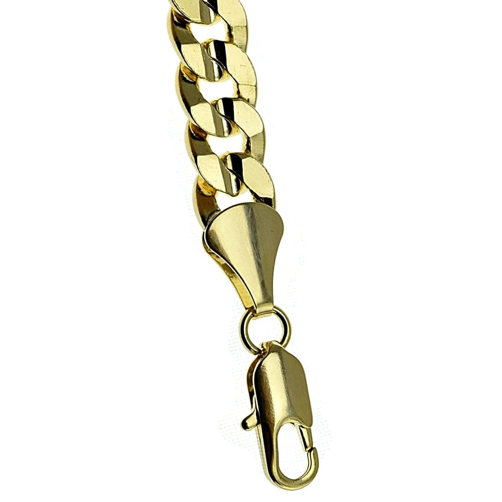 Stainless Steel Gold Plated Cuban Chain Bracelet - 9mm Width, Lobster Clasp, Sizes 7.5-11 Inch