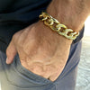 14K Gold Plated Cuban Link Chain Hip Hop Bracelet 15MM Thick 8-9" Inch