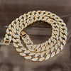 14K Gold Plated Cuban Link Chain Necklace Iced Flooded Out 24" x 15MM