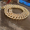 14K Gold Plated Cuban Link Chain Necklace Iced Flooded Out 24" x 15MM