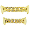 14K Gold Plated Cuban Link CZ Fangs Grillz Set