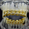 14K Gold Plated Cuban Link CZ Fangs Grillz Set