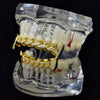 14K Gold Plated Cuban Link CZ Fangs Grillz Set
