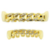 14K Gold Plated Cuban Link CZ Iced Teeth Grillz Set