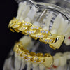 14K Gold Plated Cuban Link CZ Iced Teeth Grillz Set