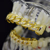 14K Gold Plated Cuban Link CZ Iced Teeth Grillz Set