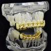 14K Gold Plated Cuban Link CZ Iced Teeth Grillz Set