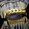 14K Gold Plated Cuban Link Plain Vampire Fangs Set