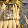 14k Gold Plated CZ Baguettes Big Large Tooth Single Cap Iced Blinged Out Grillz