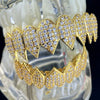 14K Gold Plated CZ Iced Flooded Out Shark Teeth Grillz Set