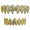 14K Gold Plated CZ Iced Flooded Out Shark Teeth Grillz Set