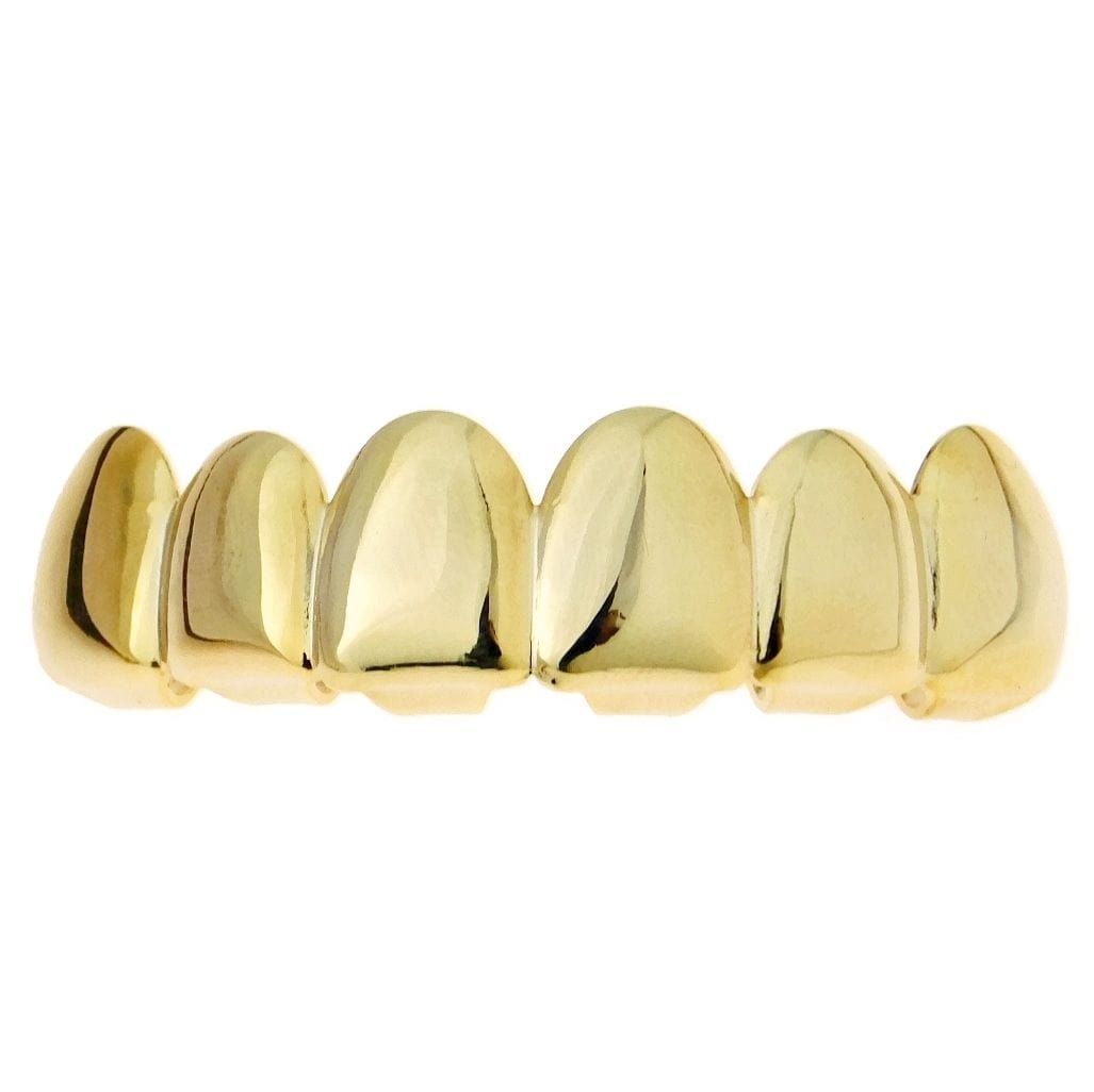 14K Gold Plated Deeper-Cut Top Teeth Plain Grillz