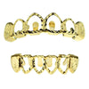 14K Gold Plated Diamond-Cut Four Open Face 4 Windows Grillz Set