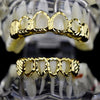 14K Gold Plated Diamond-Cut Four Open Face 4 Windows Grillz Set