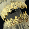 14K Gold Plated Diamond Cut Shark Grillz Set