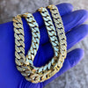 14k Gold Plated Diamond Dust Diamond Cut Cuban Chain 18"