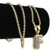 14K Gold Plated F Letter Micro Rope Chain Necklace