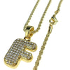 14K Gold Plated F Letter Micro Rope Chain Necklace
