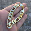 14k Gold Plated Figaro Link Bracelet 8" x 12mm