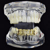 14K Gold Plated Four Open Diamond-Cut Bottom Fang Grillz