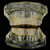 14K Gold Plated Four Row Iced Teeth Grillz Set