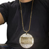 14K Gold Plated Franco Chain Huge Flat Last Supper Iced Flooded Pendant Necklace 36"