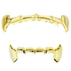 14K Gold Plated Full Vampire Fangs Slim Bar Grillz Set