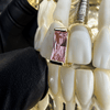 14K Gold Plated Gap Grill Pink CZ Iced Single Tooth Grillz