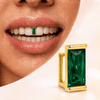 14k Gold Plated Green Baguette CZ Gap Grill Iced Single Tooth Grillz