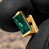 14k Gold Plated Green Baguette CZ Gap Grill Iced Single Tooth Grillz