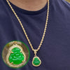 14k Gold Plated Green Buddha Rope Chain Necklace 24"