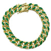 14K Gold Plated Green Cuban Link Bracelet