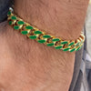 14K Gold Plated Green Cuban Link Bracelet